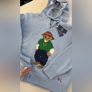 Polo by Ralph Lauren Light Blue Sweater with Bear Design